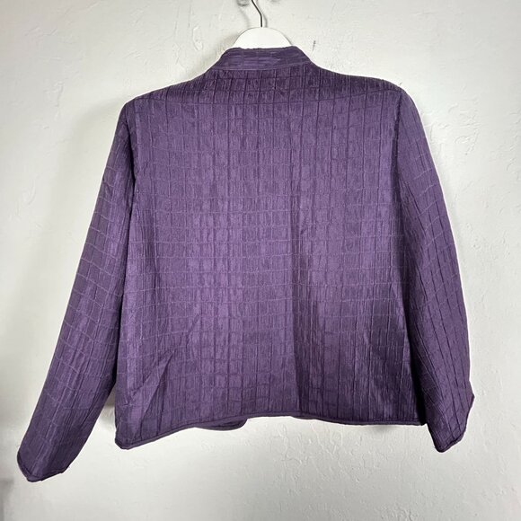 Alfred Dunner Petite Womens Purple Textured Open Front Blazer Jacket 12P Lined - Picture 2 of 7
